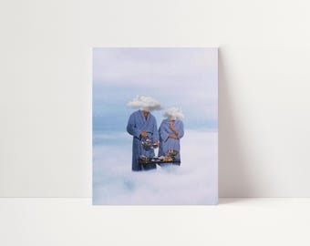 Surreal Couple Art Print: Dreamy Bedroom Wall Decor #042
