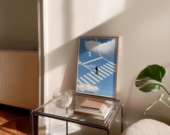 Dreamy Contemporary Collage Art - Blue Sky Print - Urban Home Decor   #019