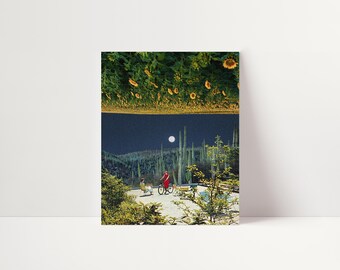 Surreal Collage Art Print – Retro Desert Landscape
