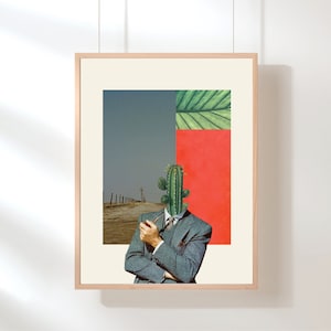 Ich denke also steche ich - Surrealer Collage Kunstdruck