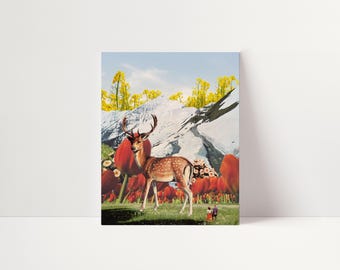 Surreal Forest Art Print: Dreamy Vintage Wall Decor #043