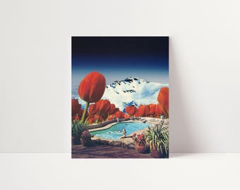 Surreal Pool Art Vintage-Inspired Decor for Maximalist home interior Mother’s Day Gift, Gift for Mom #016