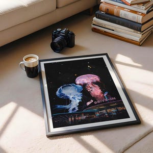 Cita nocturna - Impresión de arte collage surrealista