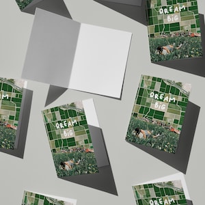 Traum große Grußkarte – surreale Collagenkunst, innen leer, Inspirationskarte für Geschenke, Ermutigung, Geburtstag, Abschlussfeier (5x7)
