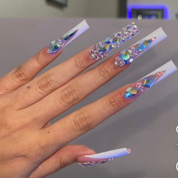 V Cut Press on Acrylic Nails Etsy