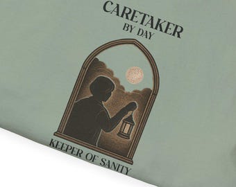 Caretaker Keeper of Sanity Moon Arch graphic T-Shirt | minimalist gothic silhouette, night scene