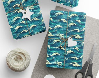 Ocean Wave Wrapping Paper: Sea Colors, Gift Wrap Roll