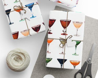 Colorful Cocktail Wrapping Paper: Eco-Friendly Gift Wrap Rolls