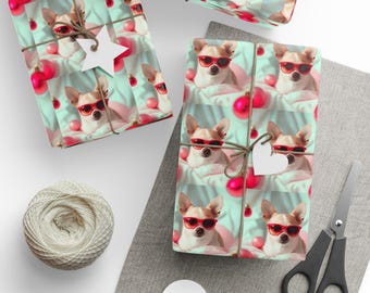 Chihuahua Sunglasses Gift Wrap Sheets, Dog Lover Pastel Print