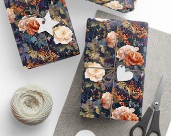 Art Nouveau Floral Gift Wrap: Autumn Flower Pattern