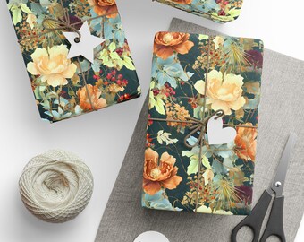 Art Nouveau Floral Gift Wrap: Vibrant Fall Colors