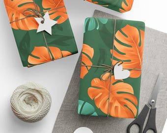 Tropical Monstera Leaf Wrapping Paper: Botanical Gift Wrap