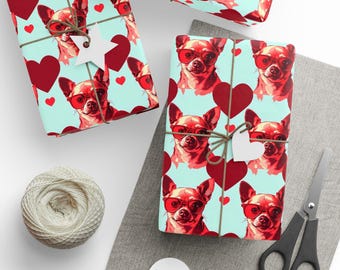 Pop Art Chihuahua Wrapping Paper: Sunglasses & Bows Gift Wrap