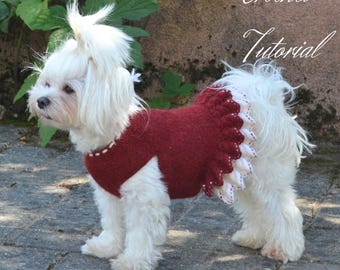 Crochet Dog Dress Pattern: Flower Design, Size S (PDF Pattern)