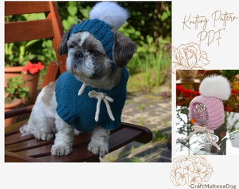 Knitting Pattern PDF: Dog hat, Size - XS for small dog. Language - English