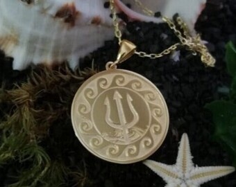Sterling Silver Poseidon Trident Necklace - Sea God Symbol