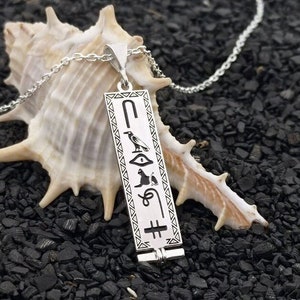 Custom Egyptian Cartouche Necklace in 925 Sterling Silver – Personalized Hieroglyph Name Jewelry for Men & Women – Ancient Egypt Pendant