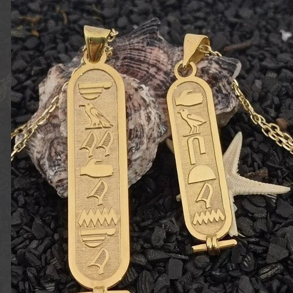 Egyptian Cartouche Necklace, Custom Made Cartouche Pendant, Silver Ancient Egyptian Hieroglyphic Cartouche Jewelry, Egypt Name Necklace