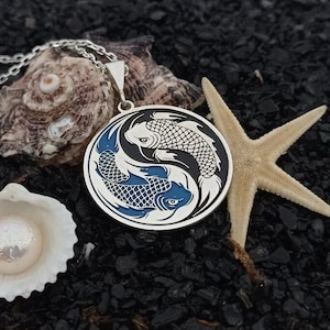 Sterling Silver Yin Yang Koi Fish Necklace - Tui and La Moon Spirit