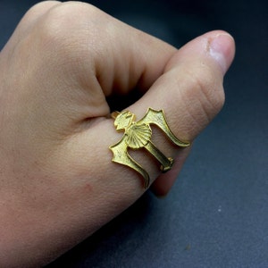 Poseidon Trident Ring & Earring Set | Custom Sterling Silver Neptune Jewelry | Greek God Sea Theme Accessories