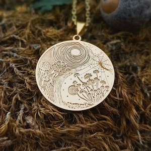Yin Yang Necklace | Mushroom and Roses | Evil and Favor Yin Yang Jewelry | Yin Yang Pendant | 925 Sterling Silver
