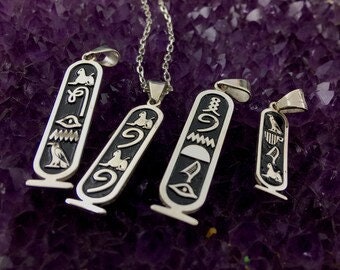 Egyptian Cartouche Necklace, Hieroglyph Necklace Jewelry, Custom Made Necklace, 925 Sterling Silver Egypt Necklace with Name