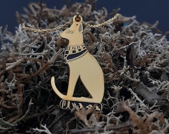 Collana con il nome del gatto di Cleopatra, antico geroglifico egizio, storico, autentico, in argento sterling 925