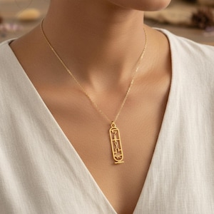 Custom Sterling Silver Egyptian Cartouche Necklace - Personalized Hieroglyphic Jewelry