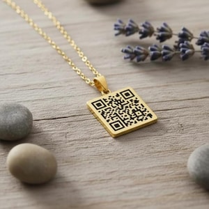 Benutzerdefinierte QR-Code-Halskette aus Sterlingsilber - Personalisiertes Scan-Denkmalgeschenk