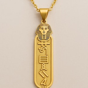 Egyptian Cleopatra Cartouche Necklace, Hieroglyph Name Necklace Jewelry, Custom Made Necklace, 925 Sterling Silver Egypt Necklace with Name