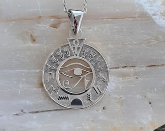 Eye of Ra Cartouche Hieroglyph Necklace | Ancient Egypt Necklace | Eye Of Horus Ra Necklace | Protection Necklace | 925 Sterling Silver