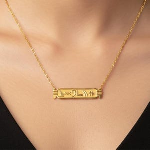 Custom Sterling Silver Egyptian Cartouche Necklace - Personalized Hieroglyphic Jewelry