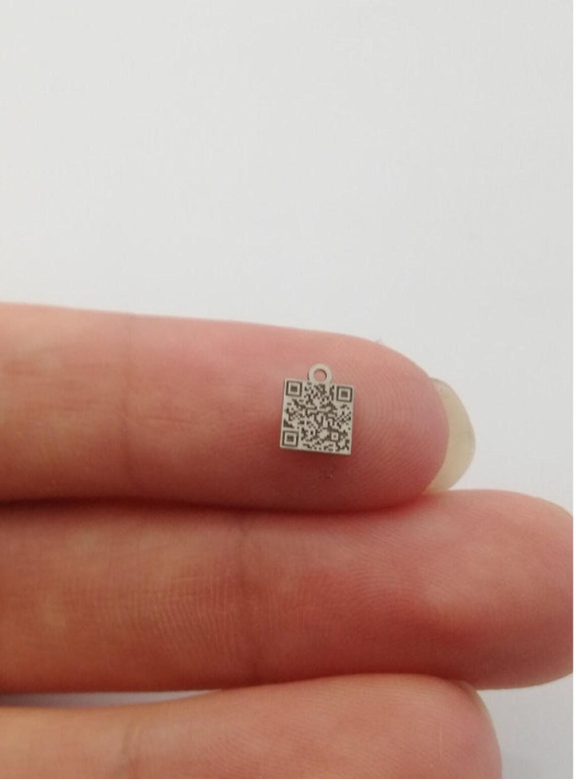 Silver Qr Code Engraved QR Code Logo Charm Tag: Silver or Gold With Hoops - Etsy