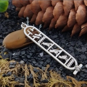 Egyptian Cartouche Necklace, Custom Made Cartouche Pendant, Silver Ancient Egyptian Hieroglyphic Cartouche Jewelry, Egypt Name Necklace