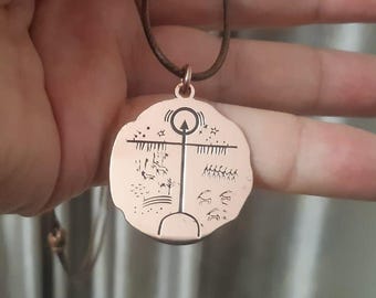 Sterling Silver and Pure Copper Tengrism Amulet Necklace: Shamanic Magic Symbol