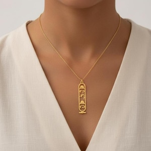 Custom Sterling Silver Egyptian Cartouche Necklace - Personalized Hieroglyphic Jewelry