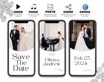 wedding Save The Date Digital Video Invitation, Animated Wedding Invitation, Electronic Save the Date invite, electronic wedding invitation
