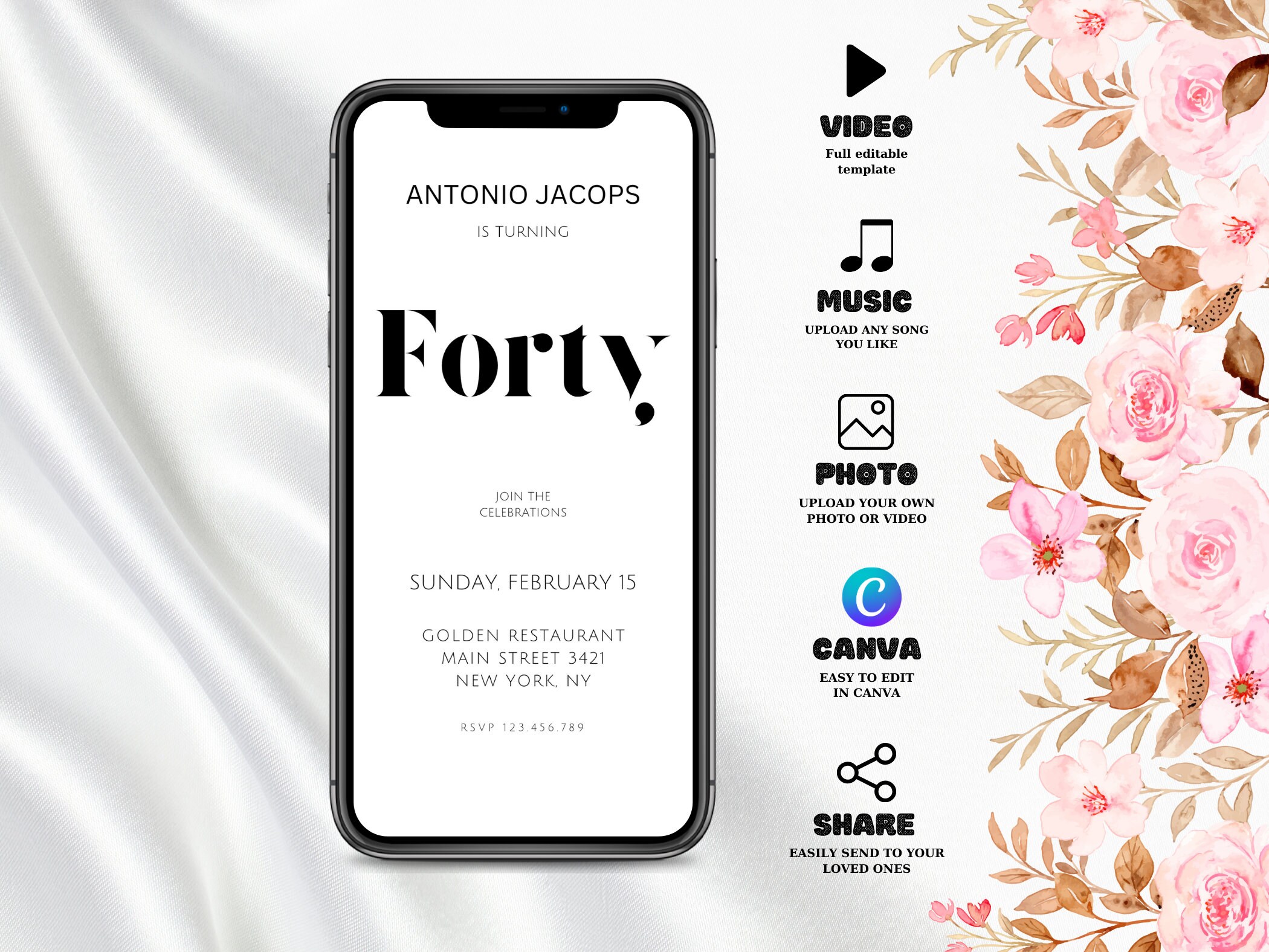 Electronic Hello Forty 40th Birthday Invitation, Animated Birthday