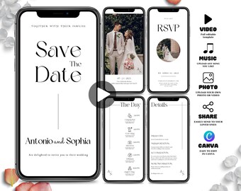 wedding Save The Date Digital Video Invitation, Animated Wedding Invitation, Electronic Save the Date invite, electronic wedding invitation