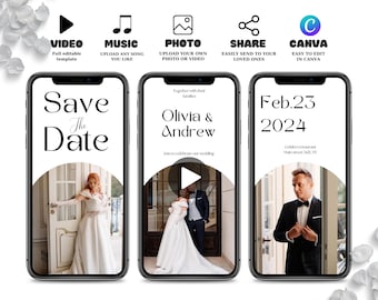 wedding Save The Date Digital Video Invitation, Animated Wedding Invitation, Electronic Save the Date invite, electronic wedding invitation