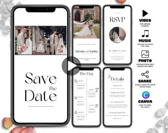 wedding Save The Date Digital Video Invitation, Animated Wedding Invitation, Electronic Save the Date invite, electronic wedding invitation