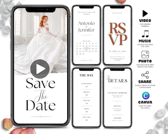 wedding Save The Date Digital Video Invitation, Animated Wedding Invitation, Electronic Save the Date invite, electronic wedding invitation