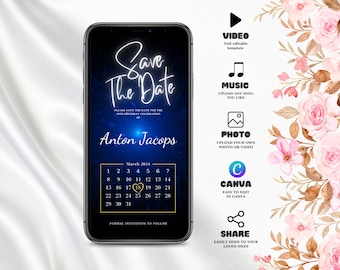 Invito di compleanno "Save the Date", invito animato per la festa di compleanno, invito video, invito di compleanno digitale, invito di compleanno elettronico