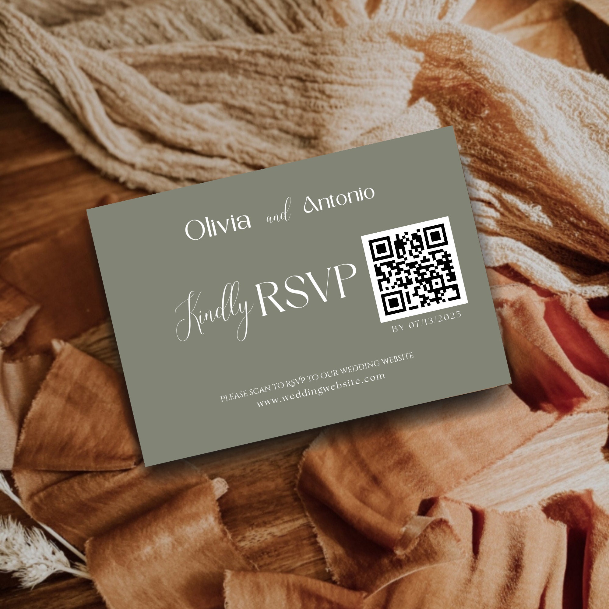 Wedding Invitation Suite With Qr Code, Minimalist Invitation Set With ...