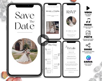wedding Save The Date Digital Video Invitation, Animated Wedding Invitation, Electronic Save the Date invite, electronic wedding invitation