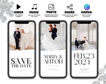 wedding Save The Date Digital Video Invitation, Animated Wedding Invitation, Electronic Save the Date invite, electronic wedding invitation