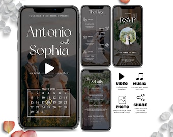 wedding Digital Video Invitation, Animated Wedding Invitation, Electronic text invite, phone wedding invitation, online wedding invitation