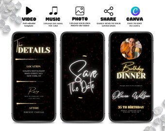 Invito di compleanno "Save the Date", invito animato per la festa di compleanno, invito video, invito di compleanno digitale, invito di compleanno elettronico