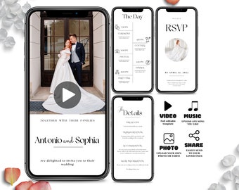 wedding Save The Date Digital Video Invitation, Animated Wedding Invitation, Electronic Save the Date invite, electronic wedding invitation