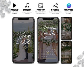 wedding Save The Date Digital Video Invitation, Animated Wedding Invitation, Electronic Save the Date invite, electronic wedding invitation